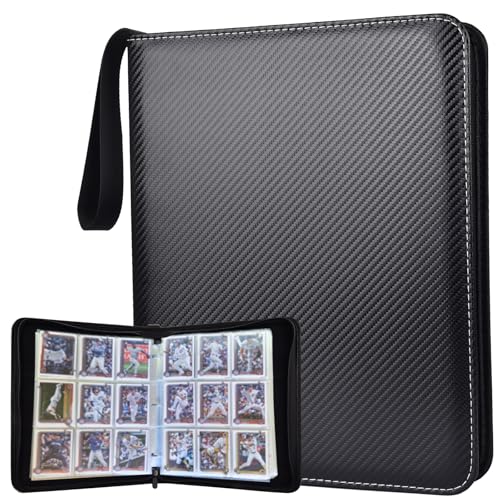 Portable 9-Pocket Trading Card Binder, Holds 720 Cards with 40 Removable Double-Sided Sleeves, Baseball Card Binder Card Storage Organizer Album for Boys, Girls, Sports & Game Cards - color: ‎9 Pocket Black Color 720