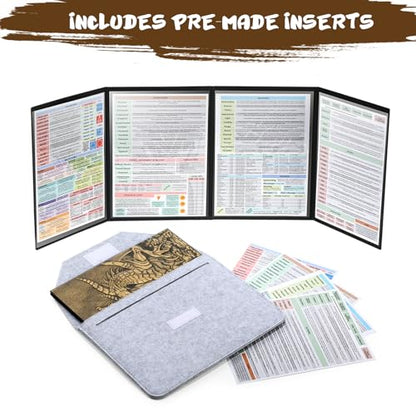 DND Dungeons Master Screen, DNDND Faux Leather 3D Embossed Four-Panel with Pockets for DND Dungeons and Dragon Tabletop Game (Brass) - color: Brass