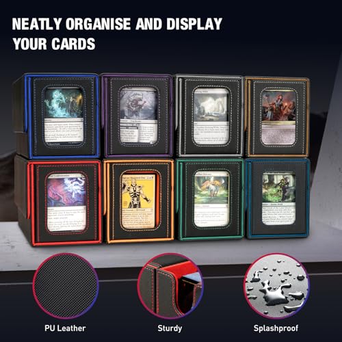 TiMOVO MTG Deck Box, Magnetic Trading Card Storage Case, Black+Red | Holds 400+ Sleeveless Cards, 4 Dividers & Dice Tray, 2 Detachable Commander Card Deck Boxes, For Magic Game Cards - color: Black & Red