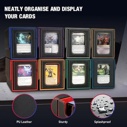 TiMOVO MTG Deck Box, Magnetic Trading Card Storage Case, Black+Red | Holds 400+ Sleeveless Cards, 4 Dividers & Dice Tray, 2 Detachable Commander Card Deck Boxes, For Magic Game Cards - color: Black & Red