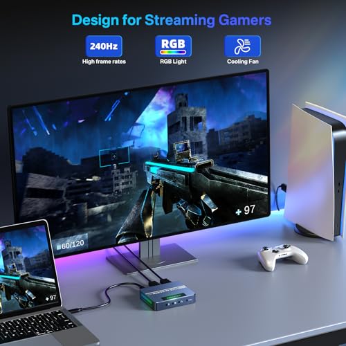 ACASIS 4K60fps Video Capture Card for Streaming and Gaming, VRR Support, External Capture Card for Xbox Series X/S, Xbox One, PS5, PS4/Pro, PC/Mac, Live Stream