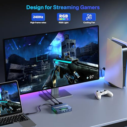 ACASIS 4K60fps Video Capture Card for Streaming and Gaming, VRR Support, External Capture Card for Xbox Series X/S, Xbox One, PS5, PS4/Pro, PC/Mac, Live Stream