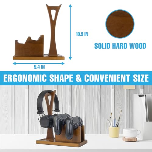Game Controller Holder Gifts for Gamers to Organize Gaming Accessories & Headphone Holder, Unique Gamer Gifts Headset Stand Controllers Holders, Stylish Controller Stand Gaming Equipment - size: Game_Brown