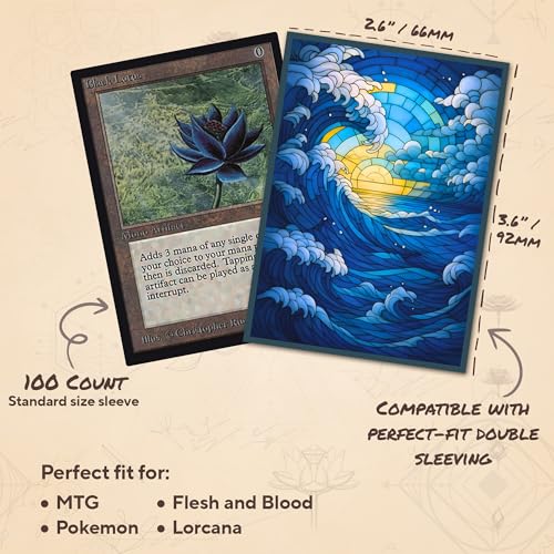 Stained Glass Blue Mana - MTG Card Sleeves, 104ct, Standard Size | Perfect for Double Sleeving, Smudge Resistant Matte Back, Standard 66x92mm - Compatible with Magic The Gathering & TCG Cards - color: Blue Mana