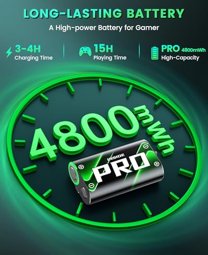 DINOSTRIKE 4X 4800mWh PRO Battery Pack Compatible with Xbox One/Series S/X 【Recharged 3000+ Time】 Battery Pack Rechargeable for Xbox Controller (4X 4800mWh Pro Batteries)