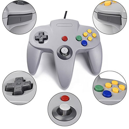 KIWITATA 2 Pack Classic N64 USB Controller, Retro N64 USB Wired Game Pad Joystick Controller for Windows PC/Mac Laptop Computer RetroPie Gray - color: Grey