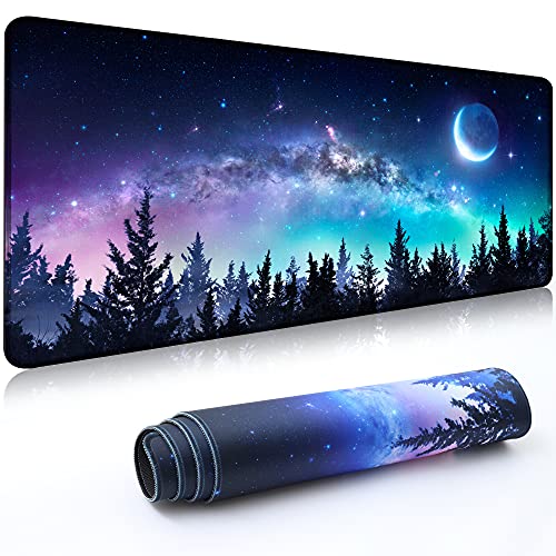 Desk Mat Pad,Large XXL Extended Mouse Pad Mat for Desktop Keyboard | 35''×15.6'' XXL Extended Gaming Mouse Pad with Non-slip Base Desk Matt Mousepad for Computer,Office,Keyboard and Laptop - color: B1-Moon Forest