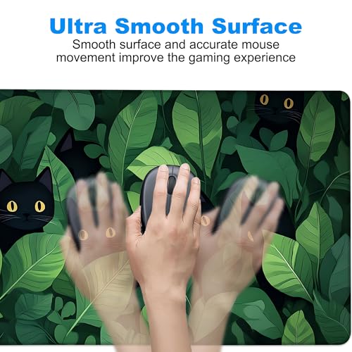 Desk Pad, Cute Anime Cats in Green Leaves XL Gaming Mouse Pad with Stitched Edges,Non-Slip Waterproof Rubber Base Large Desk Mat for Keyboard and Mouse 31.5"x11.8" - color: Colour13, size: X-Large