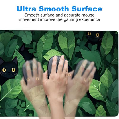 Desk Pad, Cute Anime Cats in Green Leaves XL Gaming Mouse Pad with Stitched Edges,Non-Slip Waterproof Rubber Base Large Desk Mat for Keyboard and Mouse 31.5"x11.8" - color: Colour13, size: X-Large