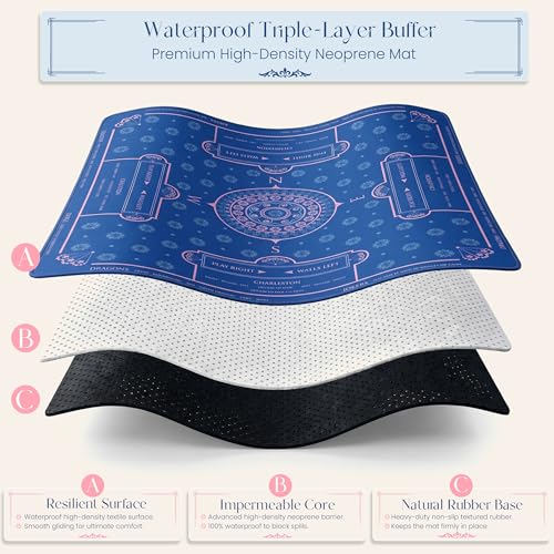 American Mahjong Mat and Racks Set: 31.5" x 31.5" Waterproof Neoprene | Includes 4 clear acrylic racks, rules card, carrying bag and gift box – ready to play, great for gifting(Royal Mandala) - color: Royal Mandala