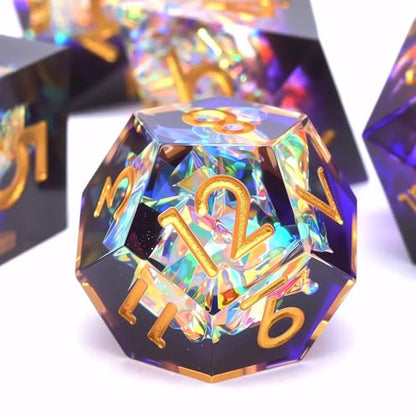 Dungeons and Dragons dice Set D&D, Polyhedron DND Resin dice Set, Used for Role-Playing dice Magic Pathfinder Game DND dice Set (7 Pieces) - color: S Zhi +Elegant Purple