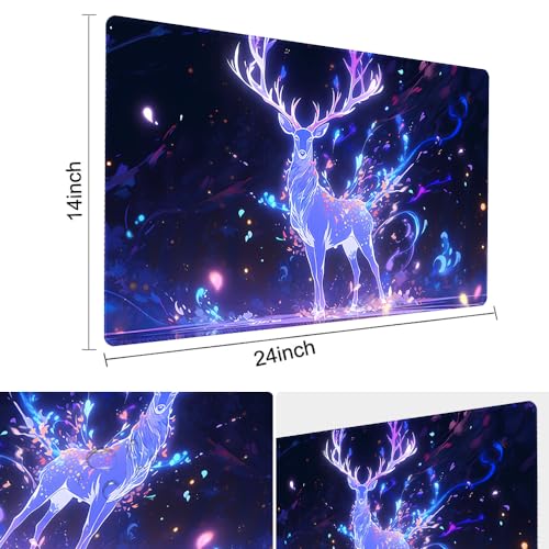 Board Game 14x24in MTG Playmat Compatible for OCG CCG RPG TCG Playmats (Blue Deer 2) - color: Blue Deer 2