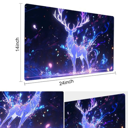Board Game 14x24in MTG Playmat Compatible for OCG CCG RPG TCG Playmats (Blue Deer 2) - color: Blue Deer 2