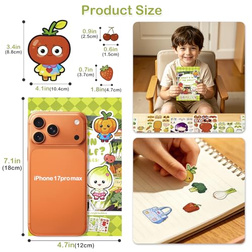 Dizdkizd Vegetable Stickers for Kids, Make a Face Stickers Mix and Match Veggie Craft for Water Bottles, Windows, Scrapbooks, Birthday Party Favors, Classroom Rewards - style: Vegetable