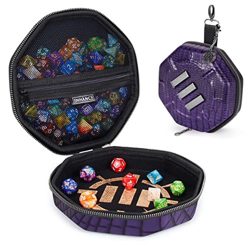 ENHANCE DND Dice Tray and Case - Collector's Edition DND Dice Holder up to 150 D&D Shakers with Hard Shell Exterior and Protective Soft Interior - Rolling Tray Perfect for Game Night (Dragon Purple) - color: Dragon Purple