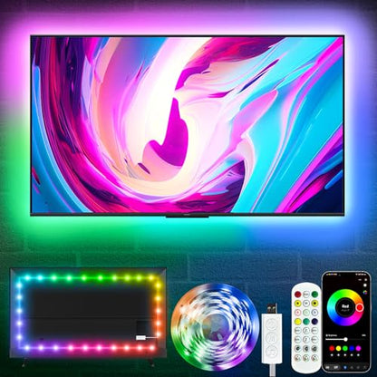 KSIPZE LED Lights for TV, 16.5ft TV led Backlight for 45-75 Inch TVs RGB TV Backlight Behind Music Sync Smart APP & Button Control TV LED Strip Lights USB Powered for Bedroom/Gaming | RGB TV Backlight Behind Music Sync Smart APP & Button Control TV LED St