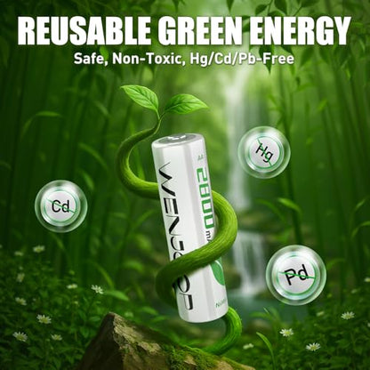 Rechargeable AA Batteries, 2800mAh High Capacity, NiMH AA Rechargeable Batteries 4Pack Long Battery Life Double AA Batteries for Household, Toys & Gaming Controllers - 1.2V Low Self Discharge - size: 4 Count