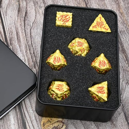 Dragon Scale Metal Dice Set-Dragon Claw,with Gift Metal Box for TTRPG Tabletop Gaming,Dungeon Masters,RPG Adventures(Yellow) - color: Yellow