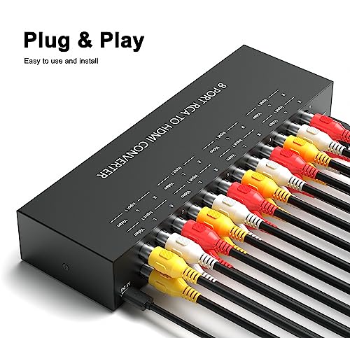 LVY 8 Port RCA to HDMI Converter - 8 AV Inputs, 1 HDMI Output - 720/1080P Support, Compatible with WII, N64, PS2, PS3, VHS, VCR, DVD Players - style: 8AV to HDMI Converter