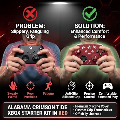 Silicone Gaming Cover Compatible with Xbox Controller - Officially Licensed University of Alabama Crimson Tide Home Design - color: Home-H2