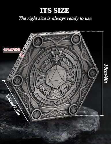 D&D Dice Set,7PCS Metal Dice for Dungeons and Dragons,Mini Dice Set with Pocket Watch Case,Role Playing Board Games Accessories (Dragon, Ancient Silver-S) - color: S-ancient Silver, style: Dragon