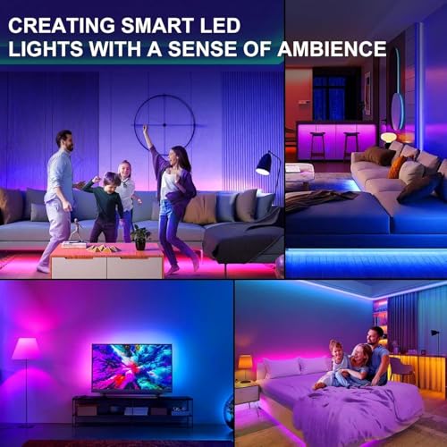 LED Lights for Bedroom, 65ft Smart RGB Music Sync Bluetooth App & Remote Control, USB-Powered LED Strip Lights, Gaming, Bedroom, PC, Home Theater,Parlor,Room - size: 65ft