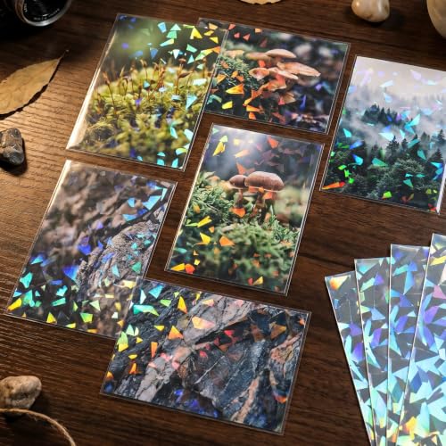 HFATMOS 300 Pcs Photocard Sleeves Laser Flashing Holographic Card Protector | Dustproof Card Sleeves for Mini Photos Credit Name Trading Cards Album Photo Cards, Glass Gemstones Pattern - color: Glass Gemstones Pattern