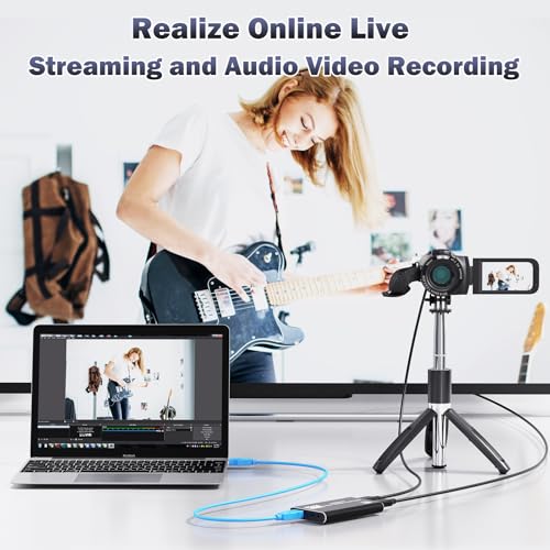 Video Capture Card, 4K HDMI Audio Capture Card Video Recorder with Mic and HDMI Loop-Out for Gaming/Live Streaming/Conference, Works for Nintendo Switch/PS5/Camera/Xbox/OBS