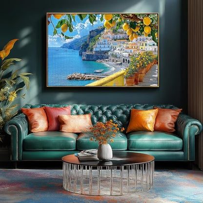 MINIWAN 1000 Piece Amalfi Coast Jigsaw Puzzle for Adults | Rustic Style Mediterranean Coastal Landscape, Premium Quality, 27.5 x 19.7 Inches - color: Amalfi Coast
