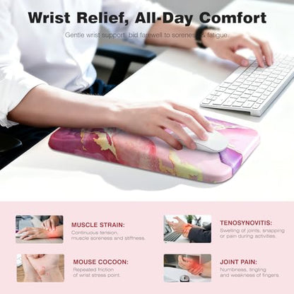 Ospelelf Pink Mouse Pad with Wrist Support Large Ergonomic Office Comfy Pain Relief Mousepad Wrist Rest - color: Pink