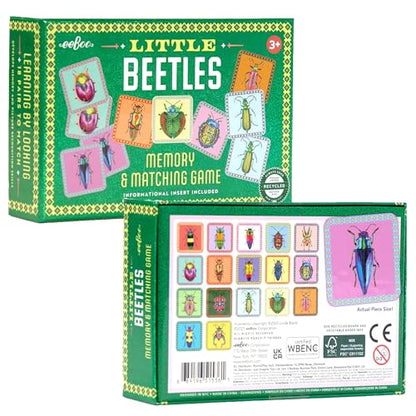 eeBoo Little Beetles Memory & Matching Game, Ages 3+, 1-4 Players | Introduces beetle species & vocabulary. Sharpens recognition, concentration & memory skills. Includes 36 tiles, 18 pairs - style: Beetles
