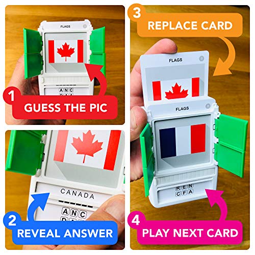 Flags of The World Travel Game - Learn 100 Country Flags | Flash Cards with Slide Reveal Case | Geography Card Game, Gift, Stocking Stuffer | for Kids and Adults | Ages 6+ - style: Flags of the World