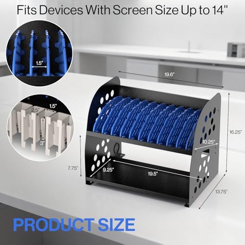 POCHAR 10-Device Open Charging Station for Chromebooks Tablets with Sockets | Laptop Storage Rack with Cable Management & Storage Space, Multi-Device Charging Organizer for Classroom, Office, Hospital - size: 10 Laptops
