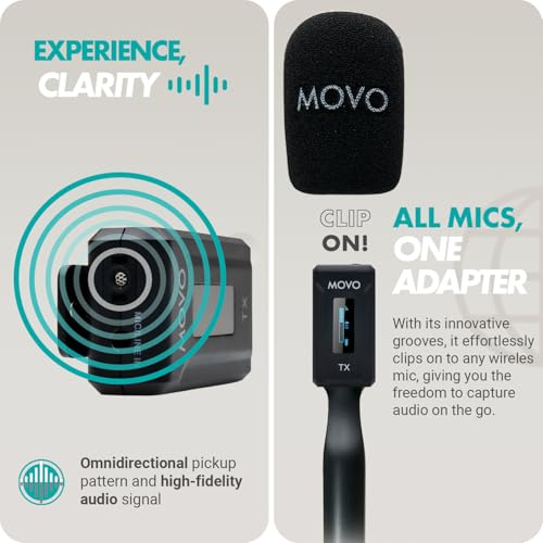 Movo WMX-2-L Wireless Lavalier Microphone for iPhone/Lightning Devices with WMX-HM Handheld Adapter - Lapel Mic with Handle Mount for Content Creators, Interviews, Reporting - style: Lightning Single