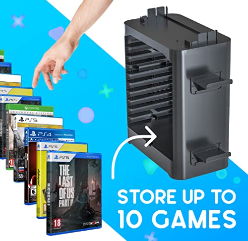 NS Compatible Nintendo Switch Games Holder, Nintendo Switch Stand - Black | Holds up to 10 Game Case & 4 controllers Game Disk Rack, Switch Holder Stand for Gamers, Nintendo Switch Accessories - color: Black