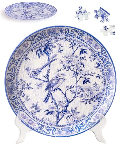 PieceRelax 3D Puzzle Plate 124 Pieces - Floral Ballet with Birds - Jigsaw Puzzle for Adults, Decorative Plate with Durable Plastic Pieces, Ideal Gift for Home or Office Décor [PL1013] - color: Floral Ballet With Birds