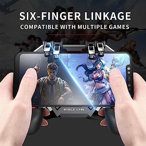 Newseego for Mobile Game Controller, [Upgrade] Phone Controller Gamepad with 6 Fingers Trigger Sensitive Shoot and Aim Trigger Controller for Android & iOS for PUBG