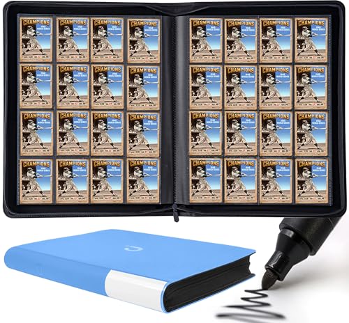 Premium Card Binder 16 Pocket - Fits 1408 Cards，4X4 Ringless Card Album with Sleeves for Trading Cards & Sports Cards（Model A，Sky Blue） - color: Sky Blue
