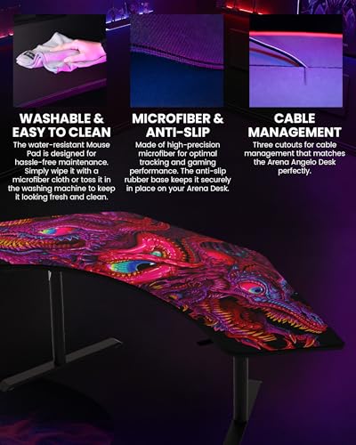 Arozzi Arena Angelo Gaming Desk Pad Crawling Chaos | Desk-Wide Microfiber, 88.6 x 28 in, Anti-Slip Rubber Base, Water-Resistant, Machine Washable - color: Angelo Crawling Chaos