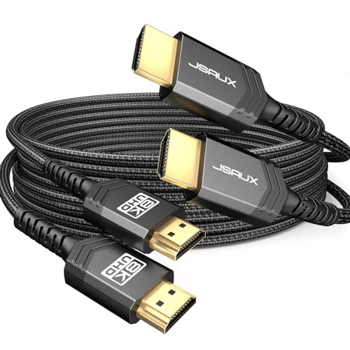 JSAUX 10K Short HDMI Cable 3.3FT 2-Pack 2.1 48Gbps 8K&4K Ultra High Speed Cords(8K@60Hz 7680x4320, 4K@120Hz) eARC HDR10 HDCP 2.2&2.3 3D, Compatible with PS5/PS4/X-Box/Roku TV/Blu-ray/LG-Black - color: Black, size: 3.3ft