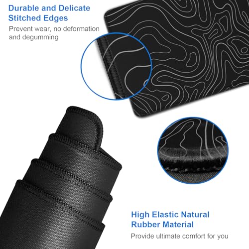 Large Extended Gaming Mouse Pad, 31.5x15.7 inch Computer Keyboard Mouse Mat, Water Resist Non-Slip Mousepad Rubber Base Long XXL Desk Mouse Pad for Gaming, Office & Home, Black White Lines - color: Black White Lines, size: 31.5L x 15.7W inches