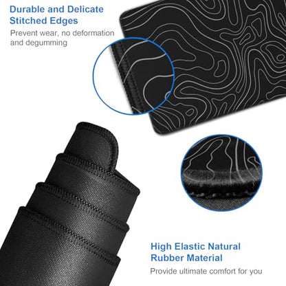 Large Extended Gaming Mouse Pad, 31.5x15.7 inch Computer Keyboard Mouse Mat, Water Resist Non-Slip Mousepad Rubber Base Long XXL Desk Mouse Pad for Gaming, Office & Home, Black White Lines - color: Black White Lines, size: 31.5L x 15.7W inches