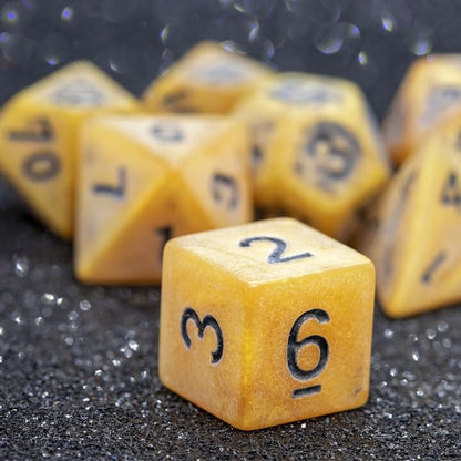 Sage’s Portal Stones DND Dice Set Acrylic Opaque 7-PC Polyhedral DND Dice Set for Dungeons and Dragons D&D Sage’s Cantrips RPG Tabletop TTRPG (Ancient Gold Stone) - color: Ancient Gold Stone