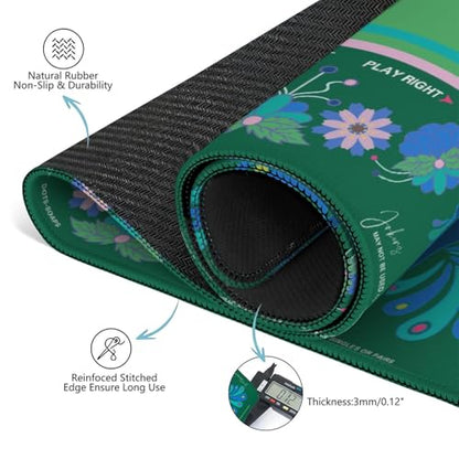 Mahjong Mat for Table with Carrying Bag & 3 Dice, Blue Green 31.5"x31.5" Square Rubber Mahjong Table Cover, Non-Slip & Noise Reduction Gaming Mat for Mah Jongg, Poker, Dominoes & Tile Games - color: Blue Green