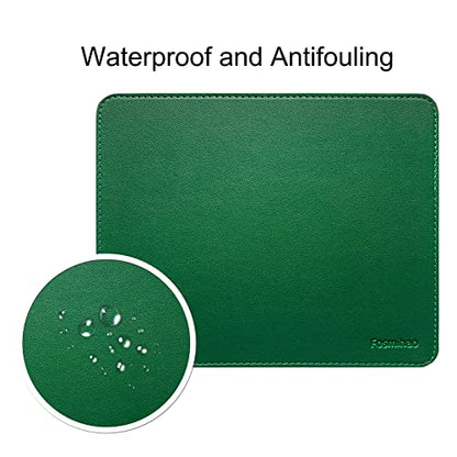 Leather Double Side Mouse Pad With Stitched Edge - Waterproof Ultra Thin for Computers, Laptop, Office & Home, 10.2 x 8.3 Inch, 1 Pack (Dark Green) - color: Dark Green