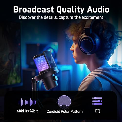 MAONO Wireless Microphone for PC,Gaming Streaming Condenser Mic with Software AI Voice Change,3-Level Noise Cancellation,Custom EQ,Gain Control USB Mic for Podcast Recording (DM40-Black) | Condenser Computer Mic with Noise Reduction/One-Click Mute/EQ/RGB/