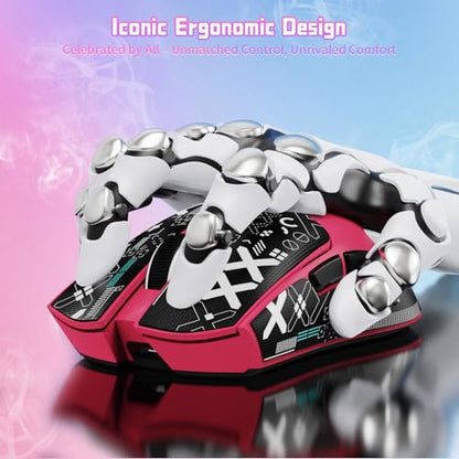 ATTACK SHARK X11SE Wireless Gaming Mouse, 59g Lightweight, Magenta&Tape | Bluetooth/2.4Ghz Wireless/Wired Connectivity, 22K DPI, PixArt PAW3311 Gaming Sensor, 1K Polling Gamer Mice for PC/Mac - color: Magenta&Tape
