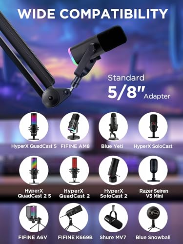 InnoGear Mic Arm Microphone Boom Arm Cable Management for Blue Yeti, Black | Desk Mount, for Shure Fifine, Professional Appearance, Extendable, Horizontal Reach 32.3", 3.5 lb Weight Capacity, Heavy-Duty - color: Black, style: Standard Clamp