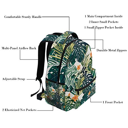 Tropicalsummer Hawaiian Flower Palm Leaves Orange Floral Backpacks Bookbags Daypack Travel School College Bag for Womens Mens Boys - color: Multi Pattern 19