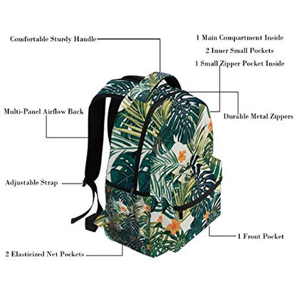 Tropicalsummer Hawaiian Flower Palm Leaves Orange Floral Backpacks Bookbags Daypack Travel School College Bag for Womens Mens Boys - color: Multi Pattern 19